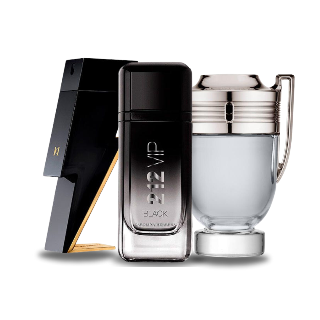 Combination of 3 fragrances - Bad Boy from Carolina Herrera, 212 VIP Black from Carolina Herrera and Invictus from Paco Rabanne [100 ml each]