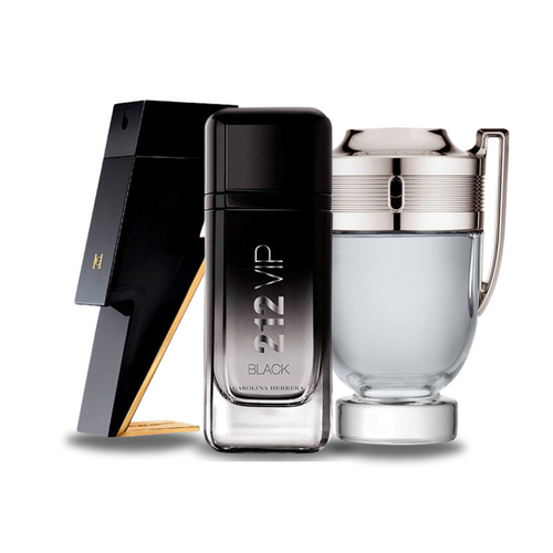 Combination of 3 fragrances - Bad Boy from Carolina Herrera, 212 VIP Black from Carolina Herrera and Invictus from Paco Rabanne [100 ml each]